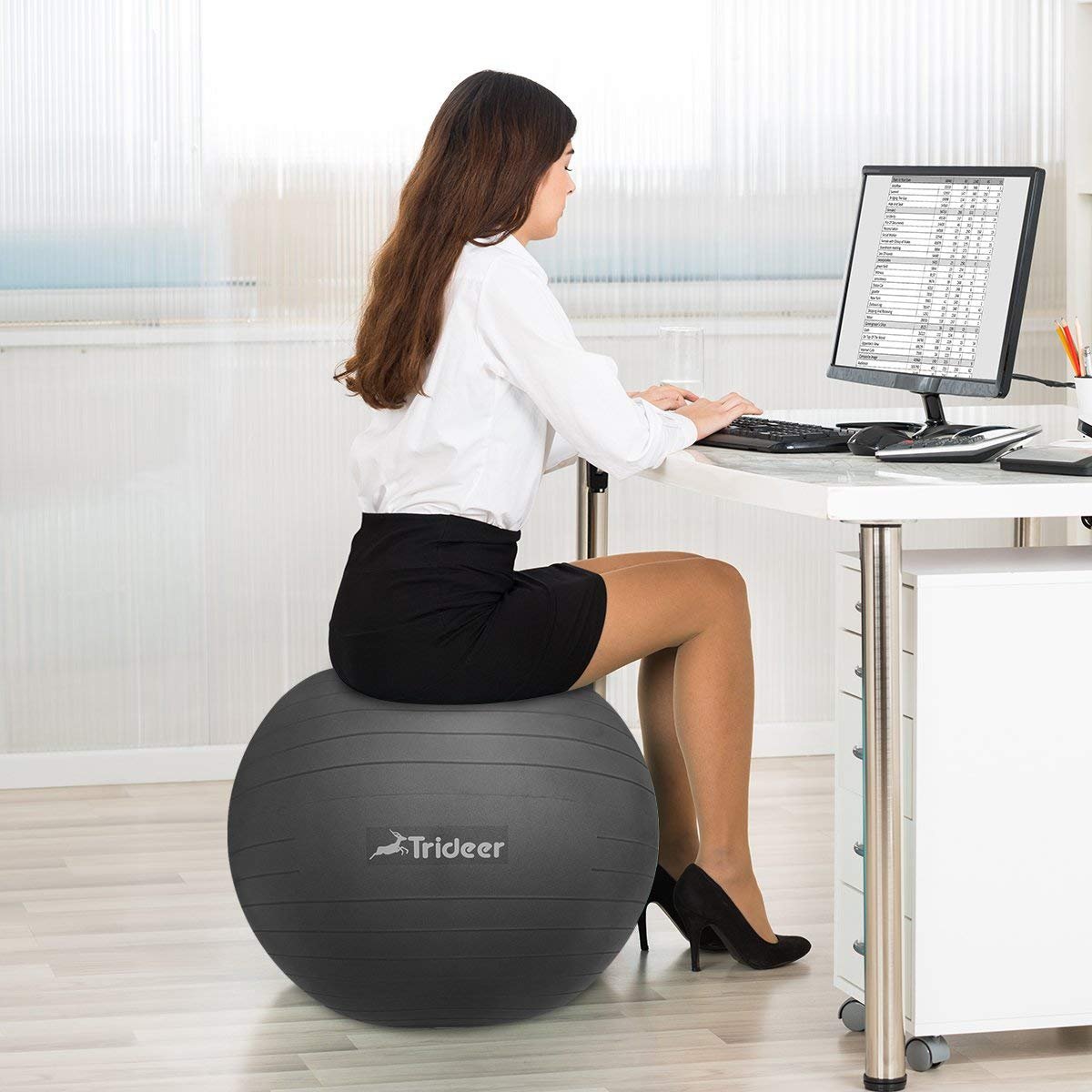 Trideer Exercise Ball (4585cm) Extra Thick Yoga Ball Chair, AntiBurst