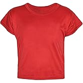 Loxdonz Girls Basic Dance Crop Top Kids Plain Short Sleeve Crop T-Shirt Tees Top