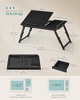 SONGMICS Bed Laptop Table Bamboo Desk 15.6 inch Tilt Height Drawer view 6
