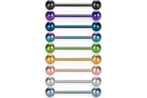 VCMART 12mm-18mm 14G Tongue Rings Nipple Straight Barbells Surgical Steel Body Piercing Jewelry