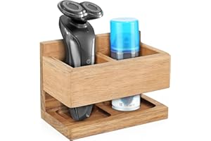 BEARUT Wall Mounted Toothbrush Shaver Holder Razor Stand for Shower Toothpaste & Electric Tooth Brush Holder Face Skin Machine Organizer Wall Mounted or Desktop Stand Two usages for Wood