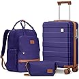 imiomo Hard Shell 20 Inch Carry on Luggage 3 Piece Set with Travel Backpack, Lightweight Hardside Carry-On Suitcase with Spinner Wheels and TSA Lock, Navy
