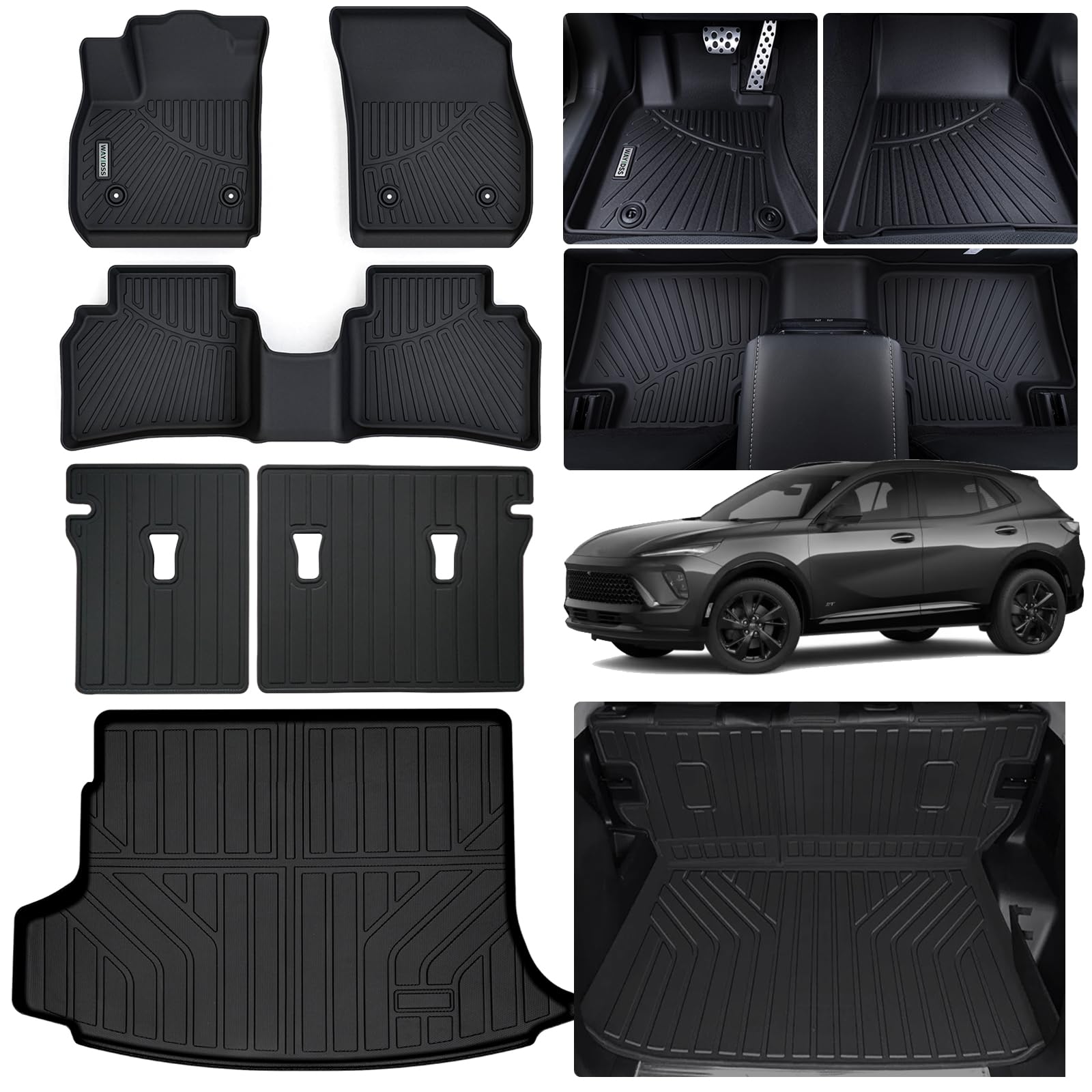 Photo 1 of WAYIDSS Floor Mats & Trunk Mat & Backrest Mat for 2021-2024 2025 Buick Envision 5 Seats,TPE All Weather Protection Car Floor Liners with Velcro Cargo Liners Covering The Backrest