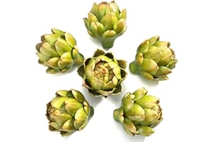 Peohud 6 Pack Large Green Artificial Artichokes, Fake Vegetables and Faux Fruits for Home Kitchen Wedding Party Bowl Vase Filler Decorations