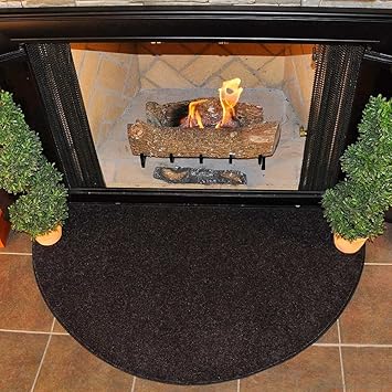 Amazon Com Flame 4 Half Round Polyester Fireplace Rug Black