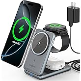 Wireless Charger Charging Station for iPhone: Xpencifan Travel 3-in-1 Charger Stand Multiple Devices for Apple Watch Ultra SE 9 8 7 6 5 4 3 2 - iPhone 16e 16 15 14 Pro Max 13 12 11 - AirPods Pro 4 3 2