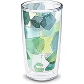Tervis Yao Cheng Green Crystal Made in USA Double Walled Insulated Tumbler Travel Cup Keeps Drinks Cold & Hot, 16oz, Hexagon Green Blue
