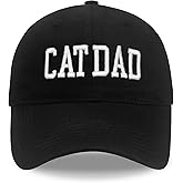 Cat Dad Gifts, Cat Dad Embroidered Letters Adjustable Baseball Cap Black