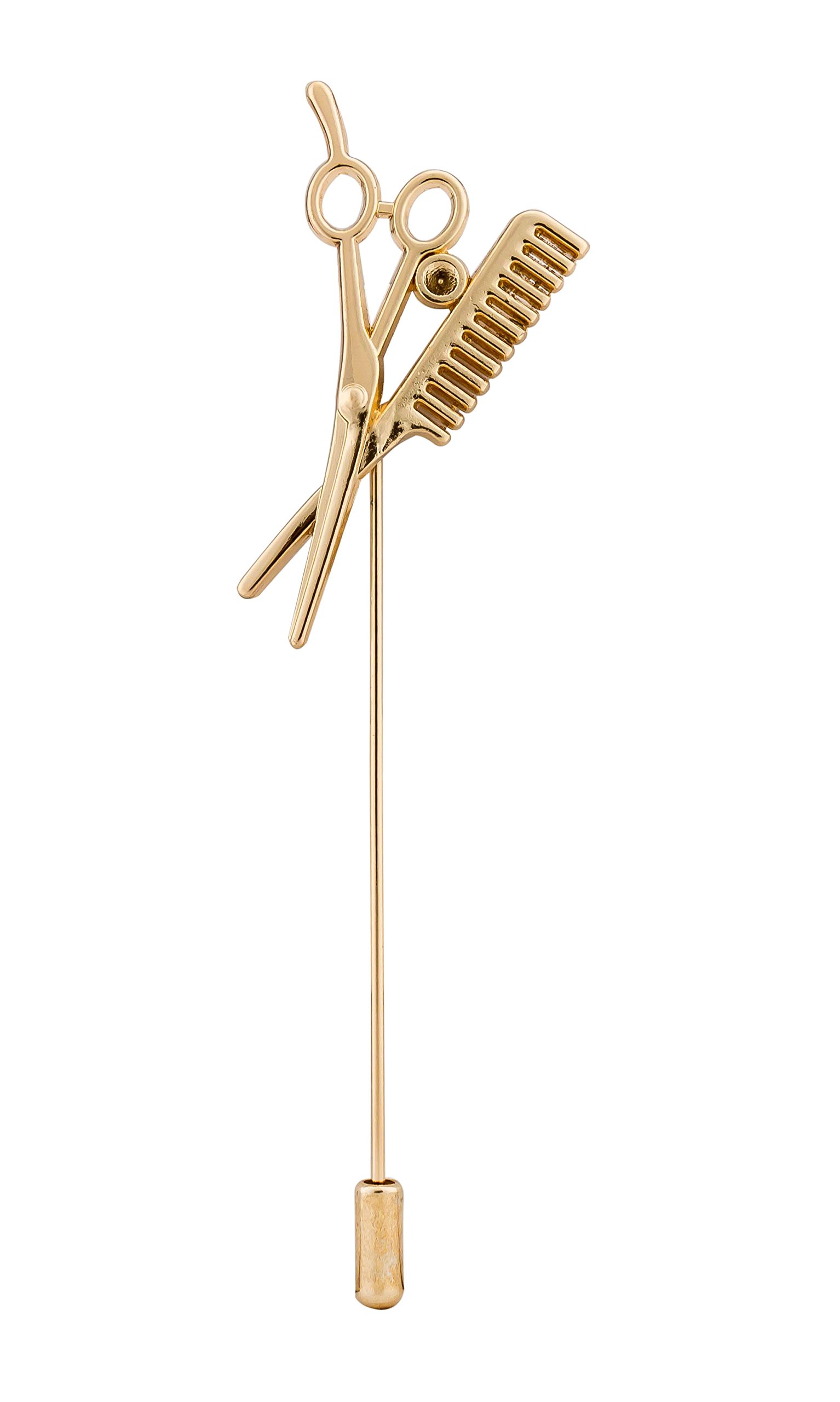 Brooch Lapel Pin for Men Scissor and Comb Barber's Lapel Pin Badge Coat Suit Wedding Gift Party Shirt Collar Accessories Golden