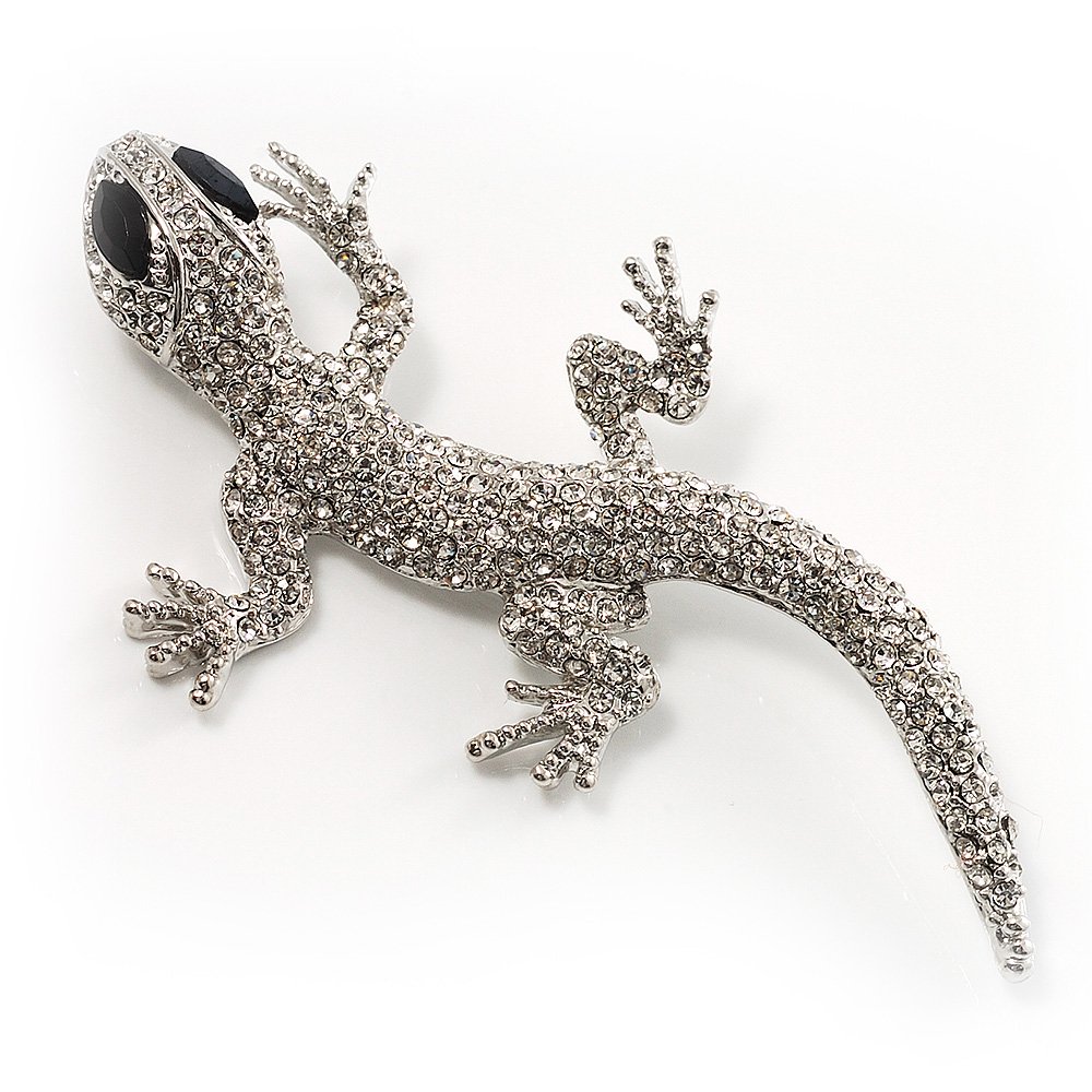 Sparkling Crystal Lizard Brooch