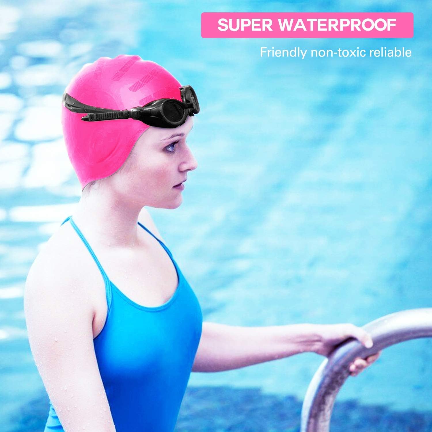 TOPLUS Swim Cap, Silicone Swimming Cap Waterproof Unisex Swimming Caps Non-Slip 3D Ergonomic Design Ear Pockets for All Ages and All Hair Lengths : Sports & Outdoors