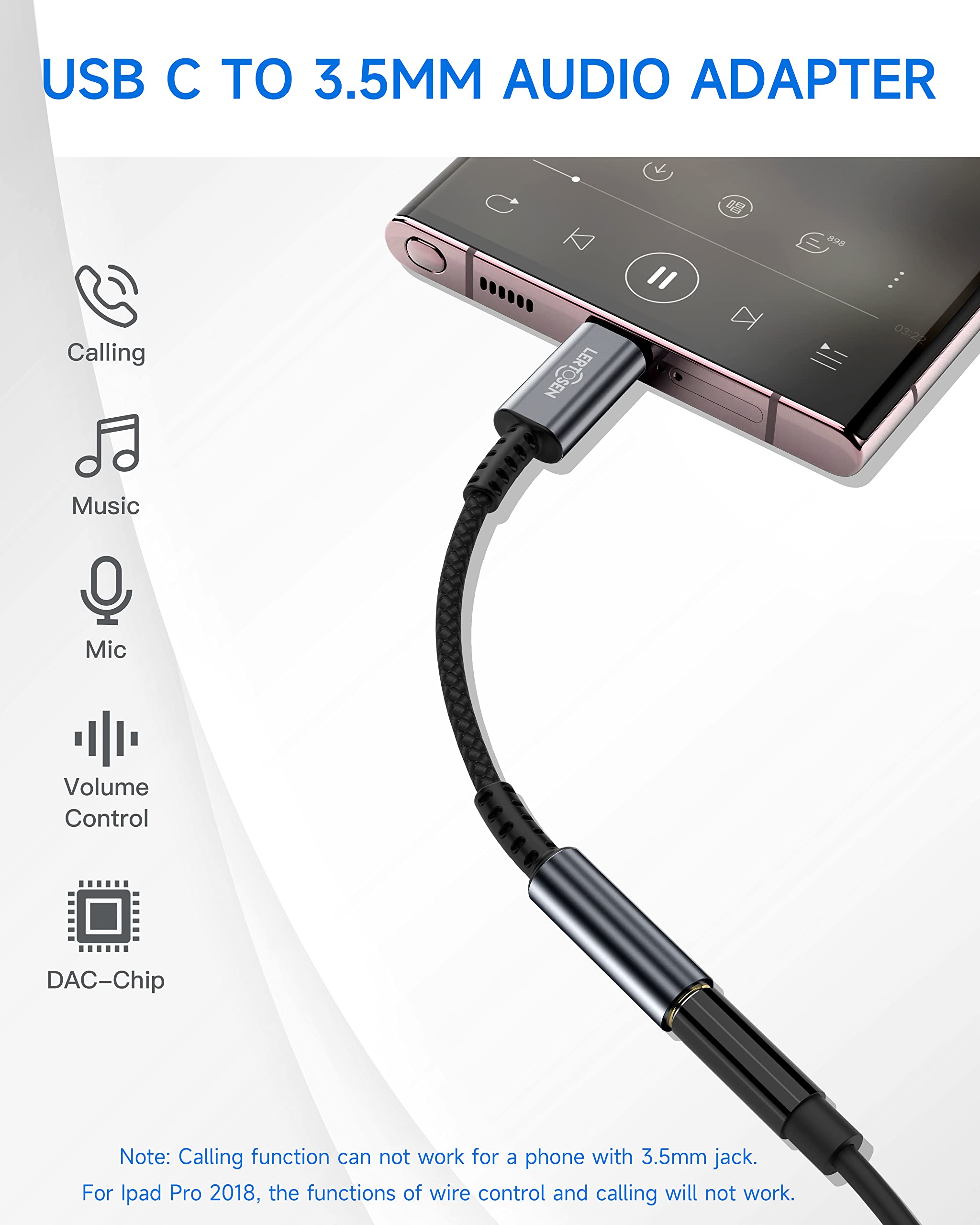 USB Type C to 3.5mm Female Headphone Jack Adapter, USB C to Aux Audio Dongle Cable Cord for iPhone 15/16/16 Pro Max/16 Pro/16 Plus,Galaxy S24/S23/S22/S21 Ultra,iPad Pro,Pixel
