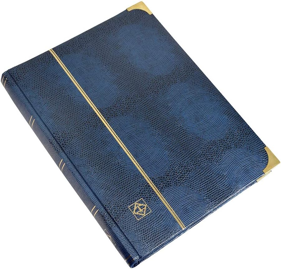Leuchtturm 341941 Comfort Deluxe stamp collection album - 64 black DIN A4 pages - padded, crocodile look - blue - Image 4