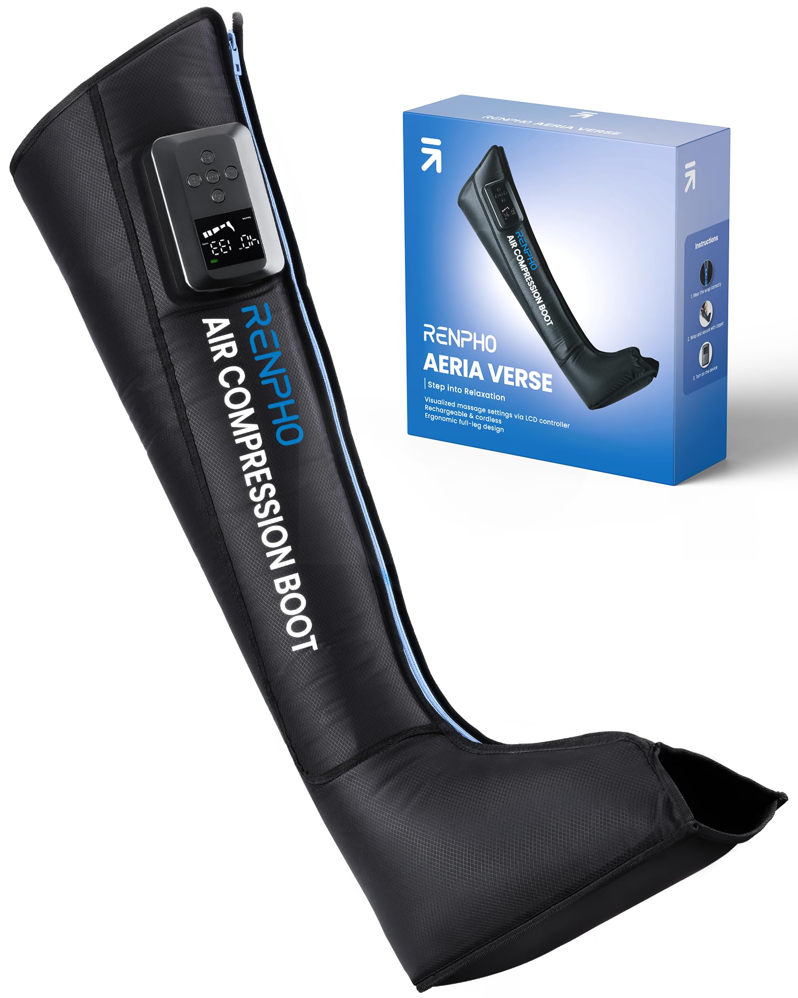 Photo 1 of RENPHO Leg Massager with Smart Pressure Sensor, Cordless Air Compression Recovery Boot for Pain Relief, Foot & Calve & Thigh Massager, Adapter Not Included,1 Pack