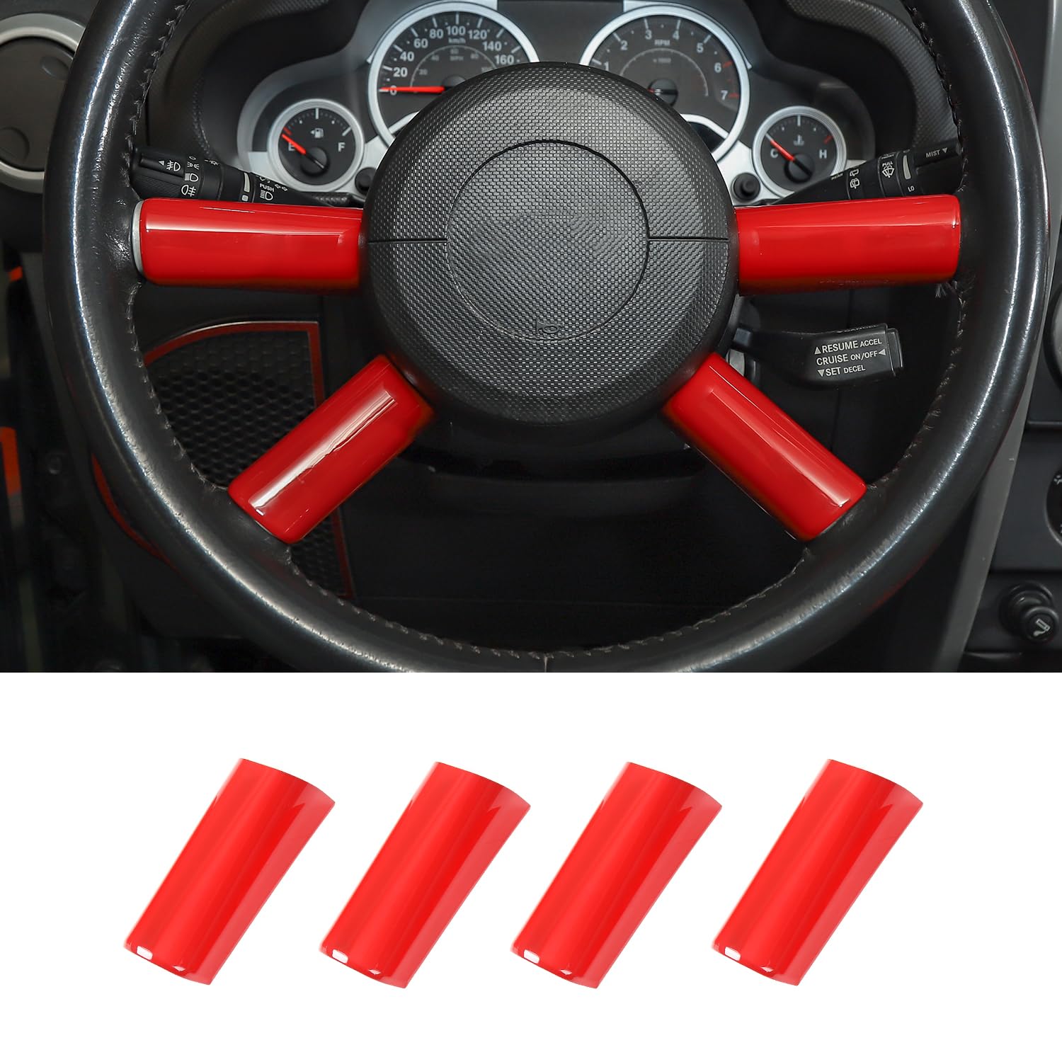 Photo 1 of JeCar Interior Trim Interior Accessories Fit for 2007-2010 Wrangler JK JKU 2 Door & 4 Door (Red)