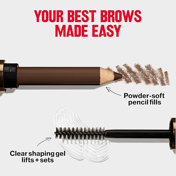 REVLON COLORSTAY BROW FANTASY, ALL IN ONE EYEBROW POWDER PENCIL WITH SHAPING CLEAR GEL, GEL INFUSED WITH PANTHENOL, SMUDGE-PROOF, 16HR VISIBLY FULL BROWS, 004 DARK BROWN