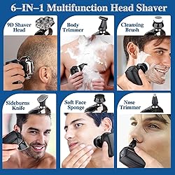 9D Head Shavers for Bald Men: Upgraded 6 in 1