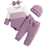 Mioglrie Newborn Baby Girl Clothes Infant Fall Outfits Color Block Pants Set Baby Clothes for Girls 0 3 6 9 12 18 Months