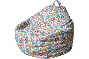 YuppieLife Kids Storage Bean Bag Cover（No Filling） Toy Organizer|Carrying Handle Sofa|Available for Kids and Teenager|Cuddle Chair|Machine Washable and Durable（27“,Happy Dinosaur）