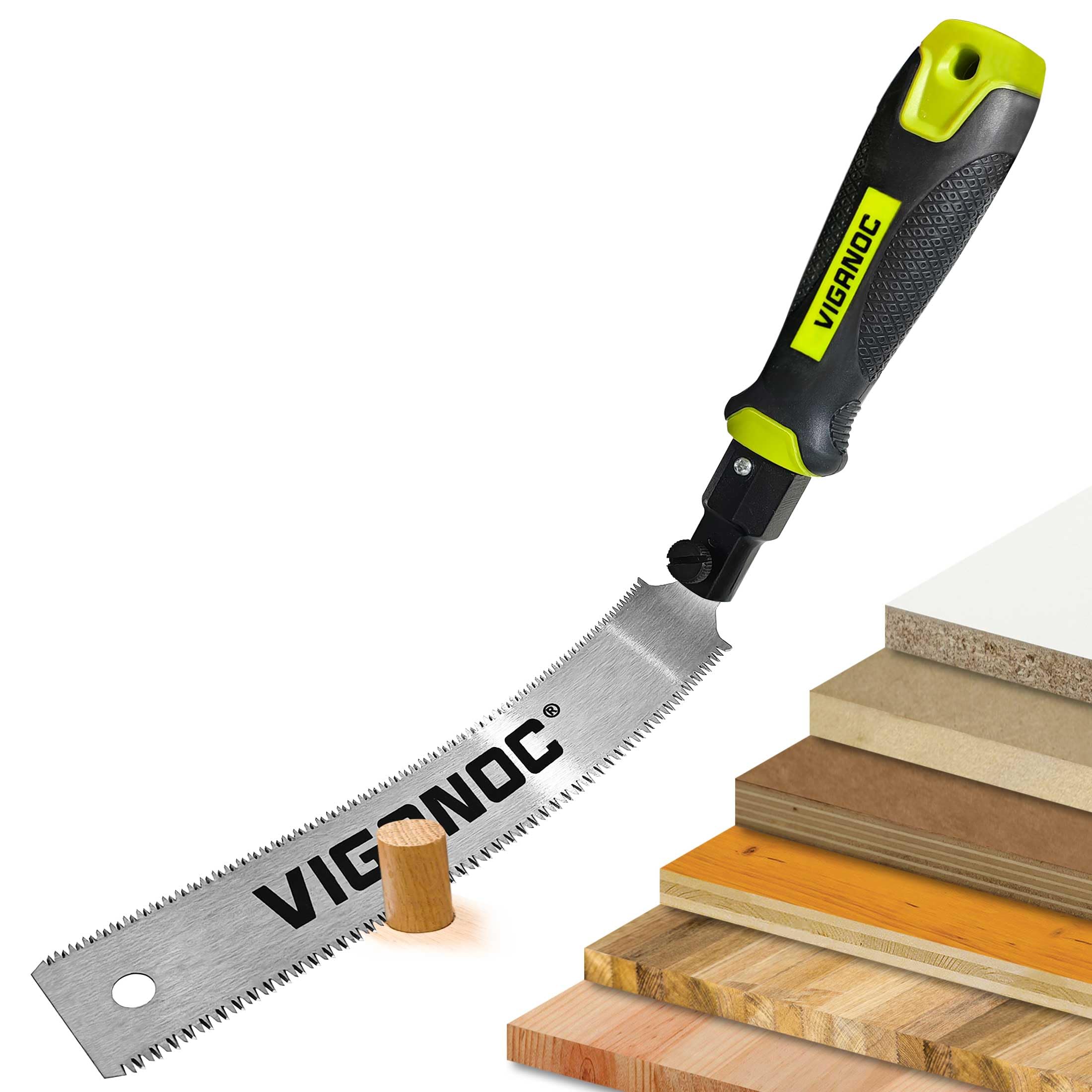 Viganoc Japanese Hand Saw 180mm (7") Double-Sided Pull Saw, Flush Cut Handsaws, Double Edge Wood Saw, SK5 Flexible Blade 14/17 TPI for Woodworking