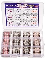 BOJACK 120pcs Ceramic Tube Fuses 3A 5A 10A 13A 6.3x25mm 240V Kit