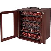 WELIDAYT Miniature Storage Case Wooden Miniature Carrying Case | Clear View Miniature Display Case with 6 Trays and Magnetic Acrylic Door for Collectible Miniatures (Mahogany)