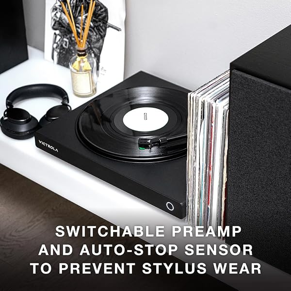 VICTROLA HI-RES BLACK TURNTABLE – APTX ADAPTIVE, APTX HD, BLUETOOTH STREAMING, WIRED RCA OUTPUT, ALUMINUM TONEARM (BLACK)