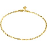 LIFETIME JEWELRY Womens Gold Anklet 2.5mm Star Flat Link Ankle Bracelet 24k Gold Plated
