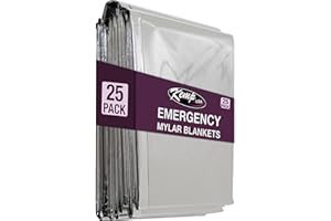 Kemp USA Emergency Mylar Blanket - Pack of 25, Lightweight Multipurpose First Aid Blanket, Used by US Customs & Border Patrol for Survival Gear and Supplies, Ideal for Bug Out Bag & Emergency Kit