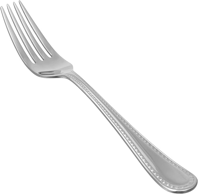 AmazonBasics Stainless Steel Kitchen Dinner Forks with Pearled Edge