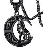 FaithHeart Norse Viking Wolf Pendant Necklace for Men/Women, Stainless Steel/18K Gold Plated Nordic Vikings Stuff Jewelry with Gift Packaging