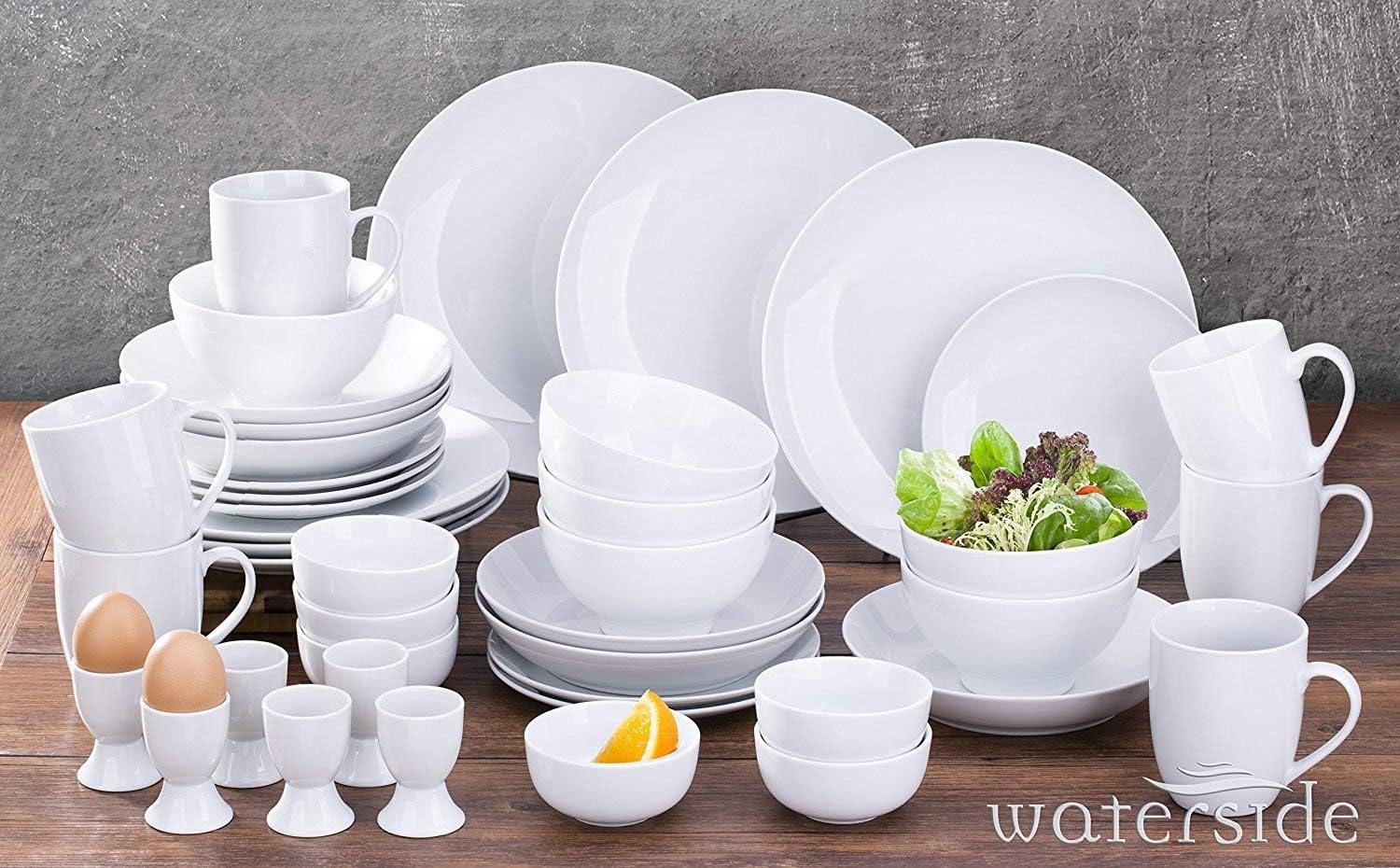 42 Piece Simply White Coupe Dinner Set Amazon.co.uk Kitchen & Home