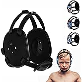 ROAR-INT Kid's Ear Guard BJJ Grappling Head Guard Adjustable Wrestling Headgear For Boys and Girls Earguard MMA Jiu Jitsu (Black)