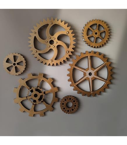 Wooden Steampunk Gears & Cogs Set - Rotating Meshing Gear Wheels For Industrial Decor