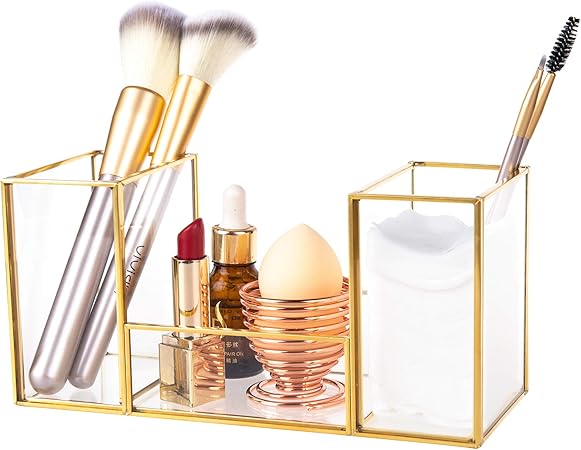 Amazon Feyarl メイクブラシケース ブラシスタンド 化粧ブラシホルダー ブラシ収納 ブラシ入れ 小物収納 三段 ゴールド Feyarl メイクブラシケース 通販