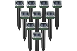 WYEWYE Mole Repellent in Lawn Snake Repellent Solar Powered,Groundhog Repellent Stakes,Animal Control, Vole Deterrent Waterproof Spikes Drive Away Burrowing Animals from Lawns and Yard,10 Pack
