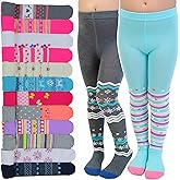 ToBeInStyle Girl’s Pack of 6 Opaque Knit Density Pull-On Warm Winter Tights - Random Selection - S