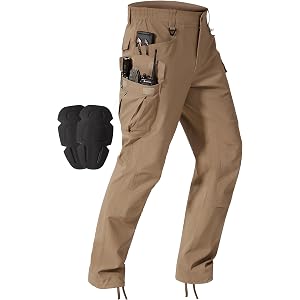 FREE SOLDIER Men's Tactical Cargo Pants Water Resistant Durable Work Pants | with Removable Knee Pads, Adjustable Drawstring,