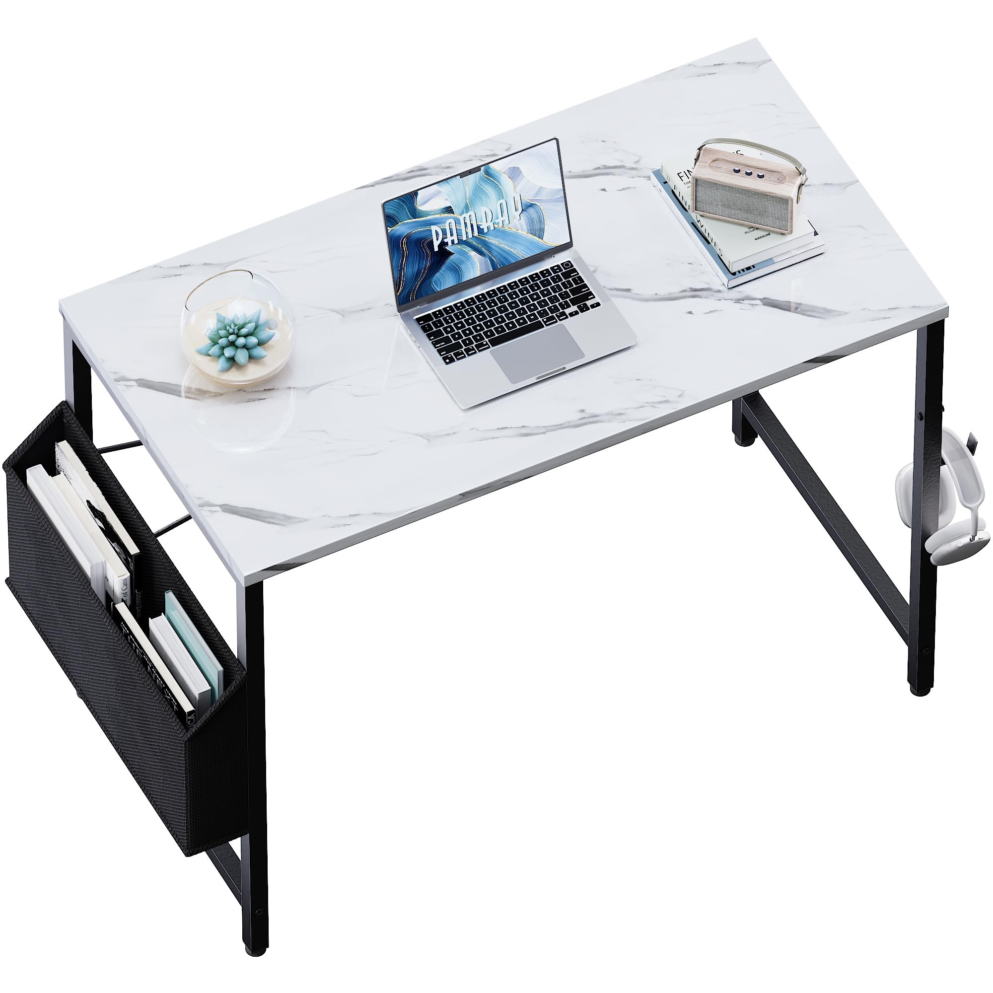 Photo 1 of Pamray 32 Inch Computer Desk for Small Spaces with Storage Bag, Home Office Work Desk with Headphone Hook, Small Study Writing Table