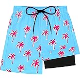 Sarfel Boys Swim Trunks with Compression Liner Kids Bathing Suits Boys Board Shorts Quick Dry Teen Swim Trunks Boy Swimsuit