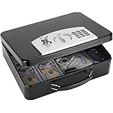 KYODOLED Safe Box with Digital Keypad Lock, Lock Box with Code for Personal Items, Metal Security Box for Cash, Passport, Jewelry, Ideal for Home, Office, Garage Sale, 11.8'' x 9.4'' x 3.5'', Black