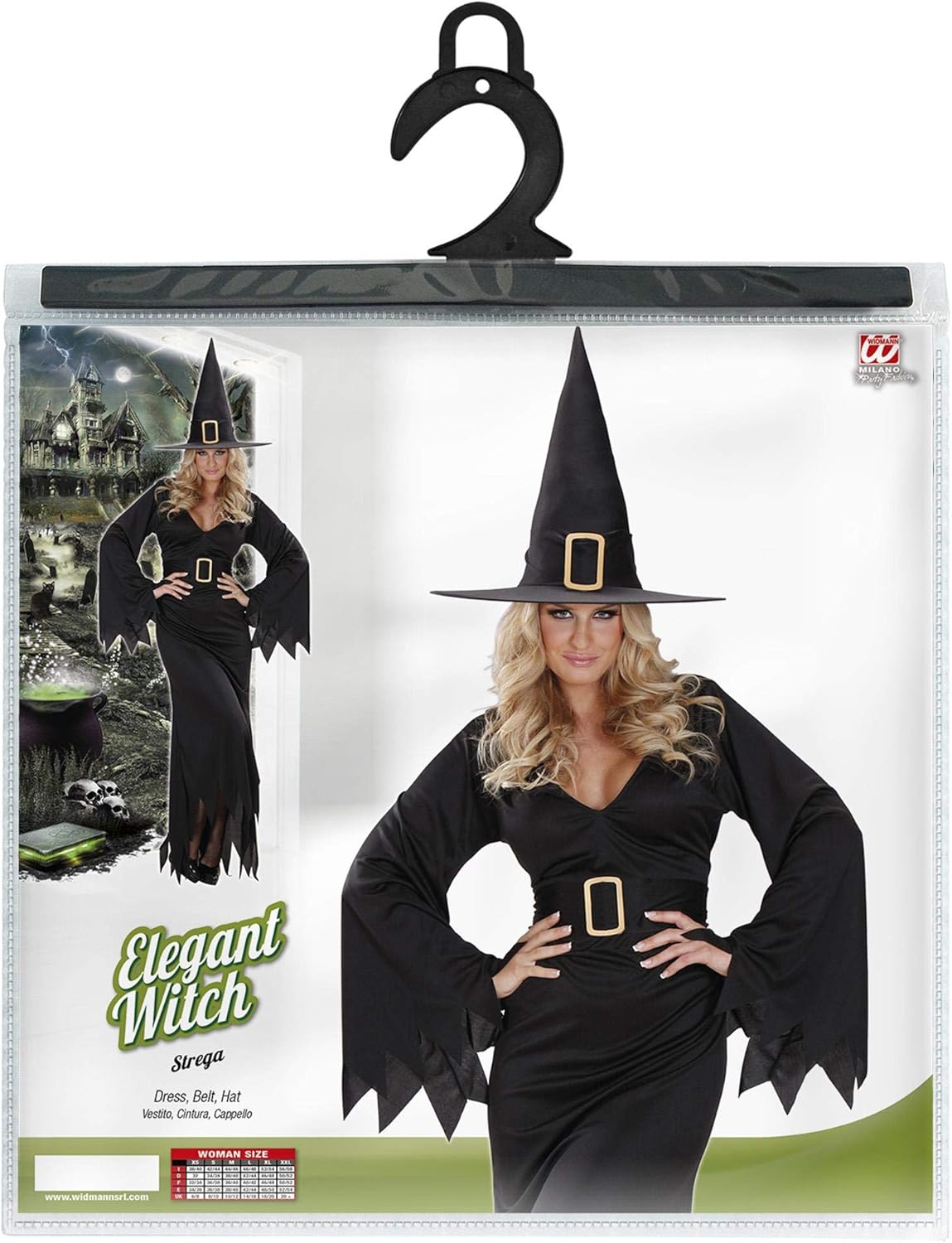 Costume Da Strega Ispirata Alla Luna Per Donna - Taglia Media - Tuta, Calze, Cintura E Cappello Inclusi