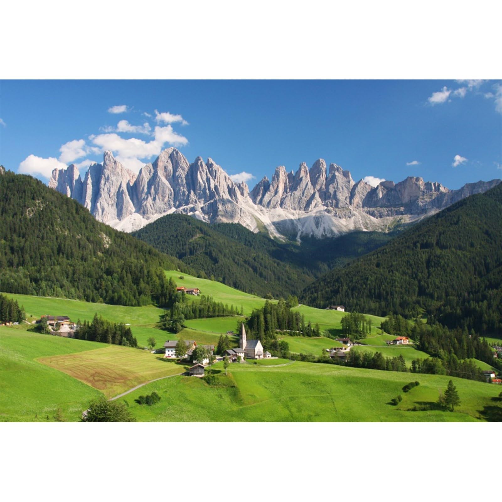 YongFoto 3x2m Vinyl Photo Backdrop Mountains Landscape Trees Grass Meadow Village on Hills Photography Background Portrait Photo Shoot Studio Props