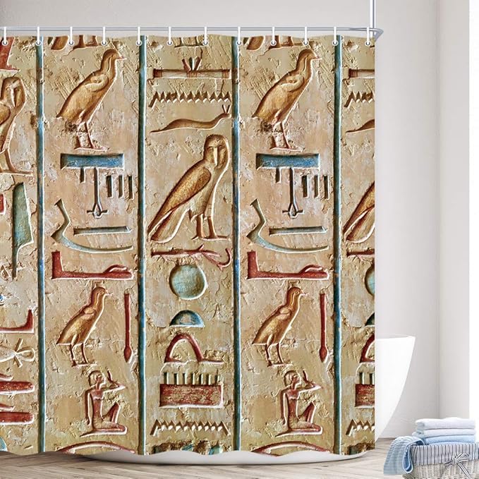 MERCHR Egyptian Shower Curtain, Ancient Egypt Abstract