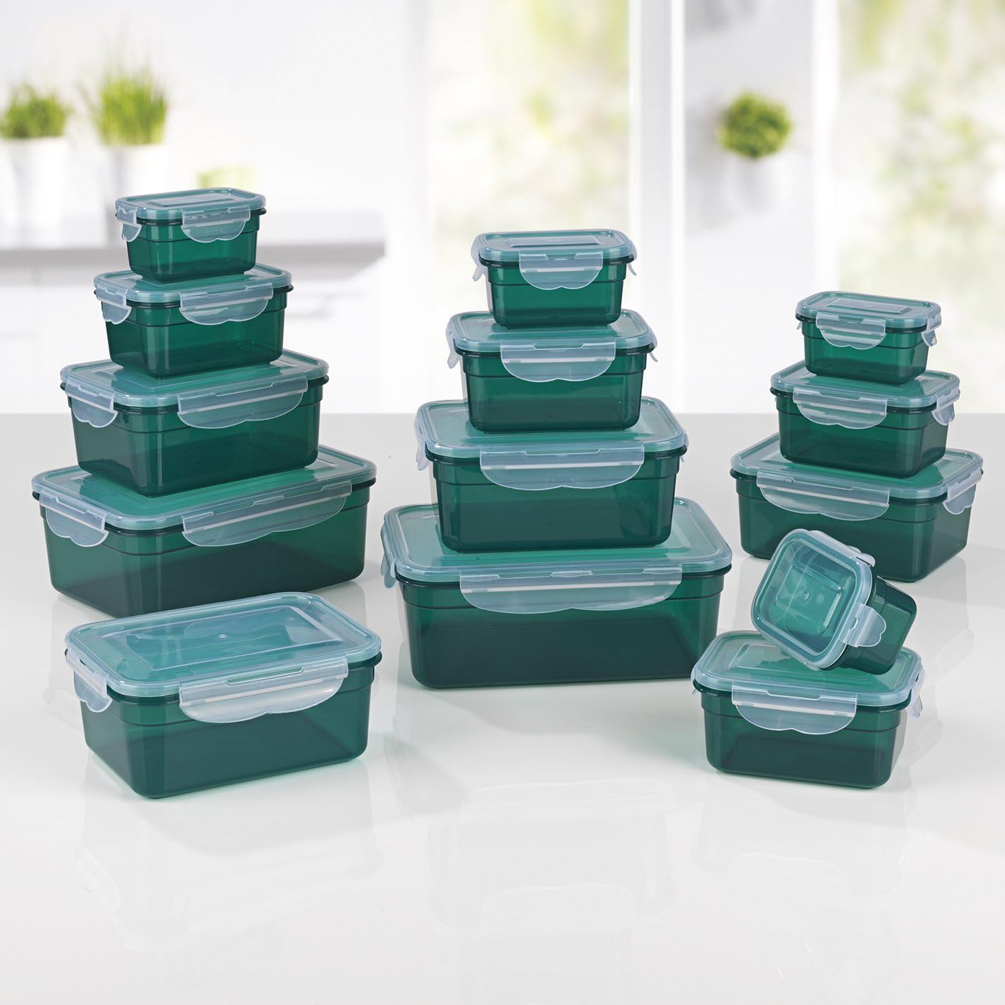 GOURMETmaxx Set of 14 Food containers BPA incl. lid | 4-fold Click Closure and Silicone Seal | Perfect Aroma Preservation of Food - Image 5