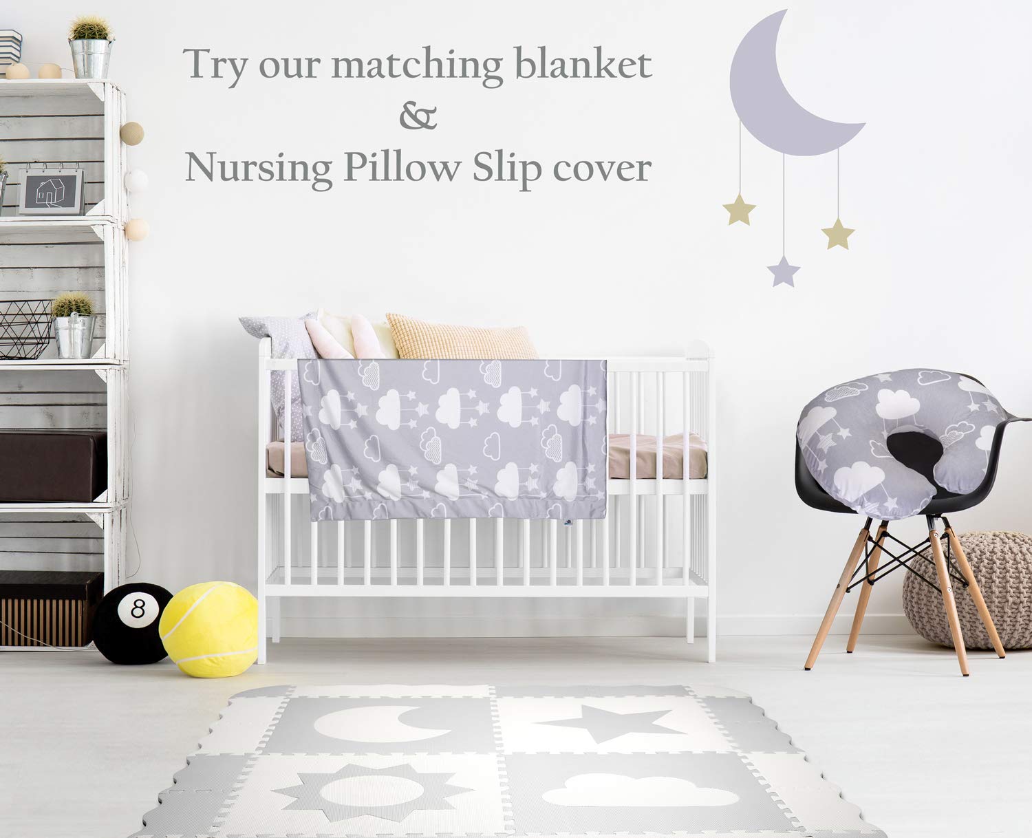 Baby Play Mat Tiles 61" x 61" Extra Large, Non Toxic Foam Baby Floor