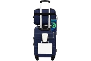 Wrangler Smart Luggage Set with Cup Holder and USB Port, Navy Blue, 2 Piece