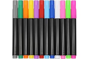 Unicelucky 12-Color Markers for LED Note Board with Colors, Compatible with Reusable Doodle Book, Light-Up Acrylic Message Boards,and LED Writing Boards, Neon Markers Erasable Pens (12)