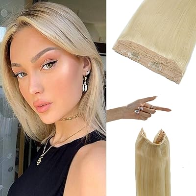 Artificial Ponytail Extension Halo Silky Straight Platinum Blonde