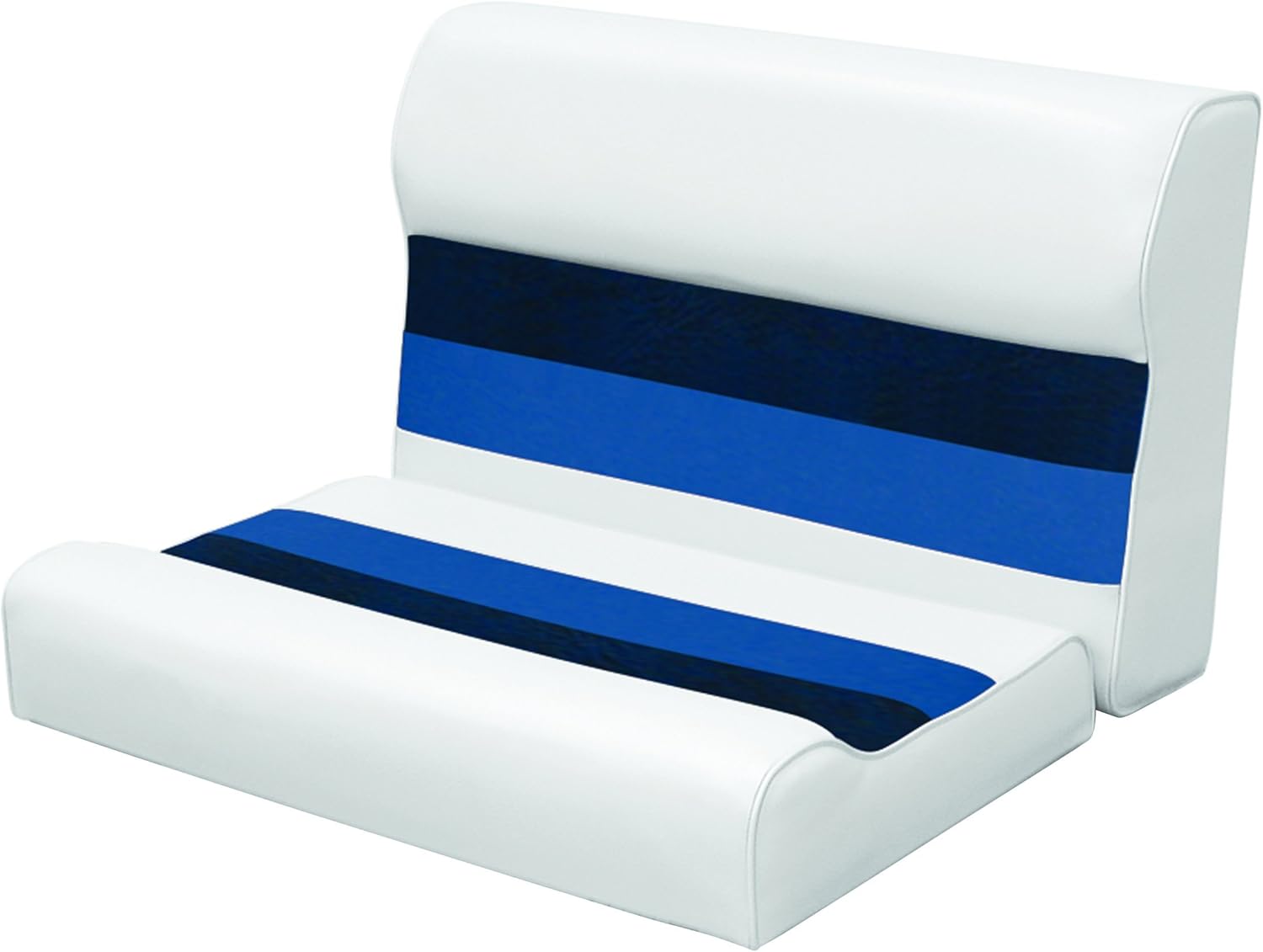 Wise 28Inch Cushion Only Pontoon Bench Seat, White/Navy/Blue, Seating